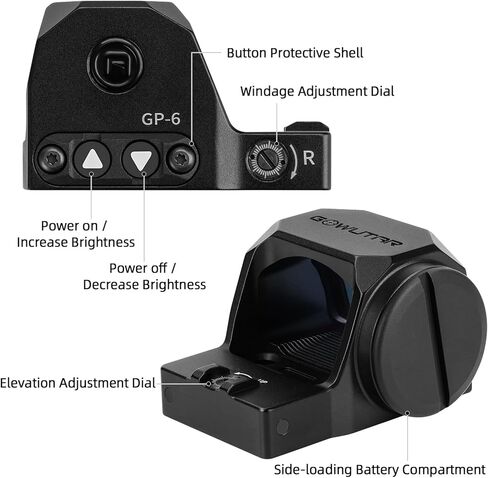 GOWUTAR GP-6 Red Dot Sight for Pistols - 3 MOA RMR Footprint Red Dot Optic - Motion Awake - 7075 Aluminum IPX7 Waterproof Open Reflex Sights in Kuwait