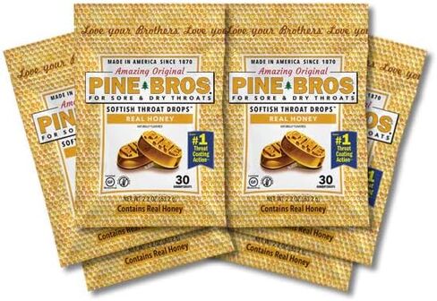 Pine Bros. Wild Cherry Throat Lozenges for Throat Comfort, Softish Drops, Approx 30 Drops, 24 Bags in Kuwait