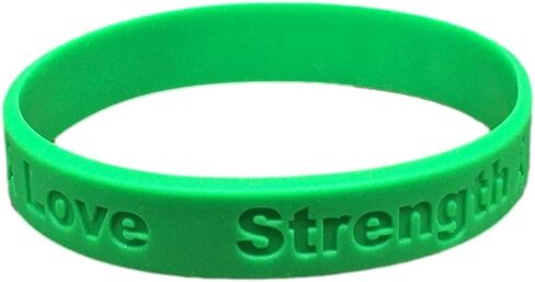 25 Green Ribbon Awareness Bracelets 100% Medical Grade Silicone - Latex and Toxin Free - (25 Bracelets) Support Kidney Cancer, Bipolar, Organ Donation, Cerebral Palsy, Liver Awareness in Saudi Arabia