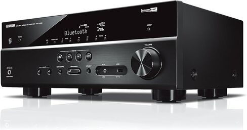 Yamaha RX-V385 5.1-channel 4K Ultra HD AV Receiver مع NS-SW050BL 8 "100W مضخم الصوت ، Black in Kuwait