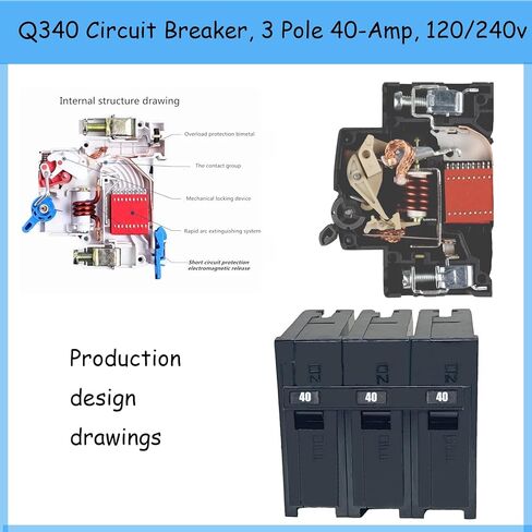 Q340 Circuit Breaker 3 Pole 40-Amp, 120/240v, Fit for Siemens Type EQ, EQL, SEQ, EQG, PL and ES Series loadcentres.Plug-in Standard Circuit Breaker,Thermal Magnetic Protection in Kuwait