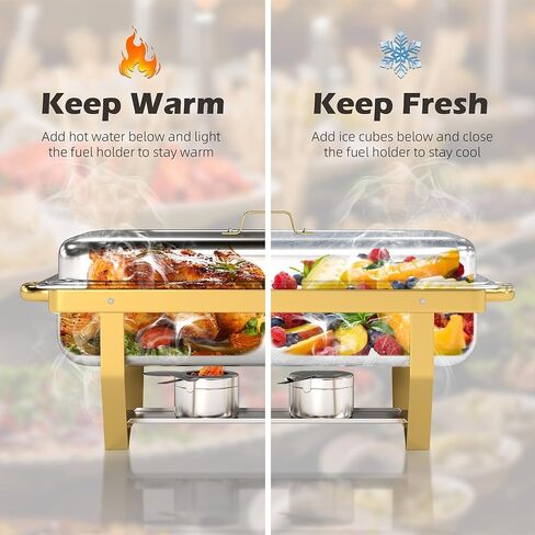 4 Pack Stainless Steel Chafing Dishes for Buffet, 9 QT Capacity 7 Pans Food Warmers for Parties, Weddings, Events Hosting, Family Gatherings, Full Set Catering Server with Serving Utensils Accessories in Saudi Arabia
