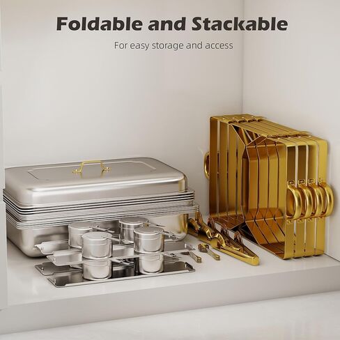 4 Pack Stainless Steel Chafing Dishes for Buffet, 9 QT Capacity 7 Pans Food Warmers for Parties, Weddings, Events Hosting, Family Gatherings, Full Set Catering Server with Serving Utensils Accessories in Saudi Arabia