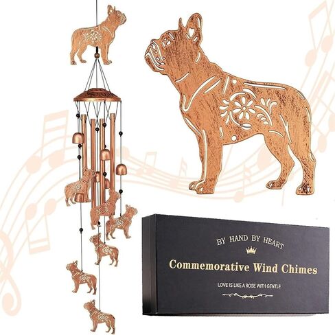 Majestic Pitbull Breed Wind Chimes Outdoor Deep Tone - Heavy Duty Large Metal Breed Decor for Bully Lovers - Rustproof Memorial Chimes with 6 Hand-Tuned Aluminum Tubes in Saudi Arabia