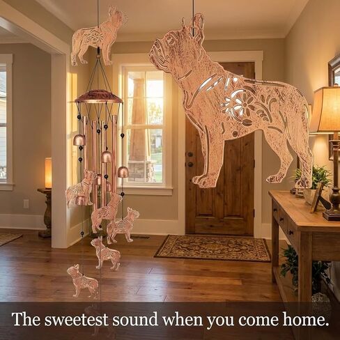 Majestic Pitbull Breed Wind Chimes Outdoor Deep Tone - Heavy Duty Large Metal Breed Decor for Bully Lovers - Rustproof Memorial Chimes with 6 Hand-Tuned Aluminum Tubes in Saudi Arabia