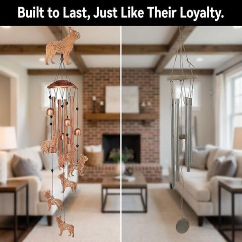 Majestic Pitbull Breed Wind Chimes Outdoor Deep Tone - Heavy Duty Large Metal Breed Decor for Bully Lovers - Rustproof Memorial Chimes with 6 Hand-Tuned Aluminum Tubes in Saudi Arabia