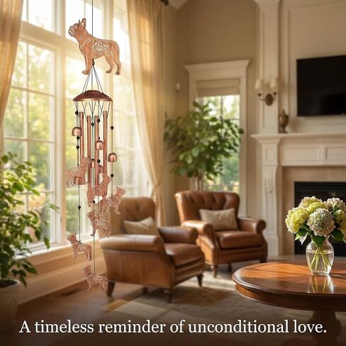 Majestic Pitbull Breed Wind Chimes Outdoor Deep Tone - Heavy Duty Large Metal Breed Decor for Bully Lovers - Rustproof Memorial Chimes with 6 Hand-Tuned Aluminum Tubes in Saudi Arabia