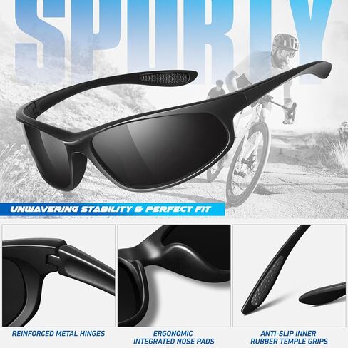 LINVO Polarized Sports Sunglasses for Men Women,Ultralight Wrap Around UV400 Protection Sun Glasses for Driving Fishing in Saudi Arabia