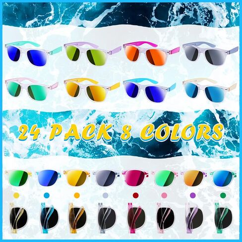 24 حزمة من النظارات الشمسية للأطفال للحفلات، نظارات شمسية شفافة نيون مع حماية من الأشعة فوق البنفسجية بكميات كبيرة للأطفال والكبار، مثالية لحفلات التخرج في الصيف والشاطئ وحفلات أعياد الميلاد، ومستلزمات الحفلات الخارجية in Kuwait