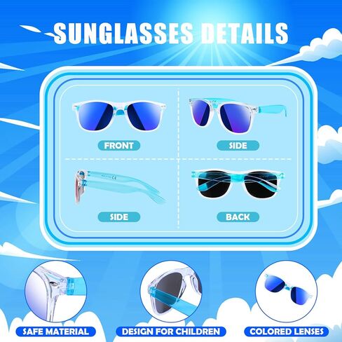 24 حزمة من النظارات الشمسية للأطفال للحفلات، نظارات شمسية شفافة نيون مع حماية من الأشعة فوق البنفسجية بكميات كبيرة للأطفال والكبار، مثالية لحفلات التخرج في الصيف والشاطئ وحفلات أعياد الميلاد، ومستلزمات الحفلات الخارجية in Kuwait