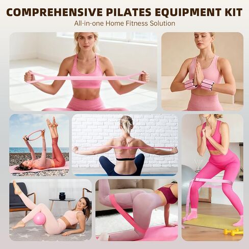 طقم بيلاتيس 16 قطعة من Uyittour، طقم تمارين بيلاتيس منزلي مع أوزان للكاحل، حلقة بيلاتيس ومجموعة كرة للنساء، معدات بيلاتيس مع أشرطة مقاومة، مزلقات أساسية وجوارب لبدء التدريبات المنزلية in Kuwait