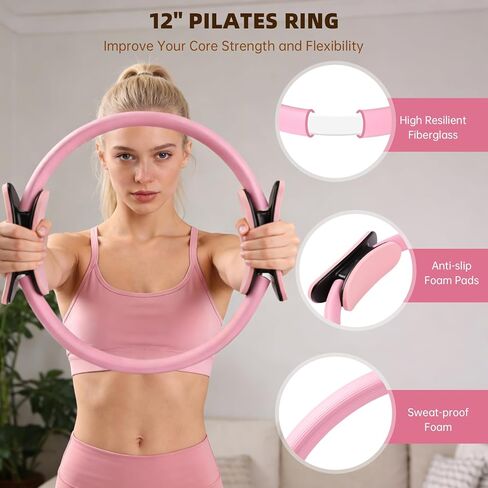 طقم بيلاتيس 16 قطعة من Uyittour، طقم تمارين بيلاتيس منزلي مع أوزان للكاحل، حلقة بيلاتيس ومجموعة كرة للنساء، معدات بيلاتيس مع أشرطة مقاومة، مزلقات أساسية وجوارب لبدء التدريبات المنزلية in Kuwait