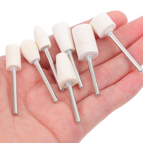 FOMIYES 13pcs Wool Felt Polishing Buffing Wheels Set with 3mm Shank for Jewelry Glass Metal Rotary Tool Accessories, Wool Grinding Polishing Points for Hand and Machine Use in Saudi Arabia