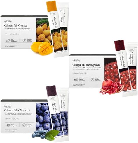 Korean Collagen Jelly Sticks - 25 Pomegranate Flavored Marine Collagen Peptide Snacks for Anti-Aging- Collagen Protein Sugar-Free, Travel Packs for Hair & Nail Strength in Saudi Arabia