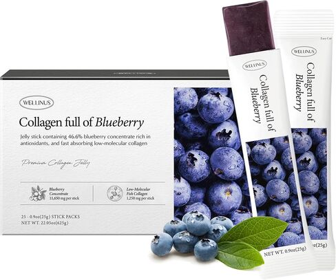 Korean Collagen Jelly Sticks - 25 Pomegranate Flavored Marine Collagen Peptide Snacks for Anti-Aging- Collagen Protein Sugar-Free, Travel Packs for Hair & Nail Strength in Saudi Arabia