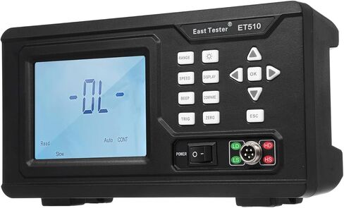 HXBER Resistance Tester, ET510 DC Low Resistance Tester Portable Milliohm Meter Microresistance Tester Low Resistance Tester Direct Current LCD Display with Backlight Low Resistance Tester for Resista in Saudi Arabia