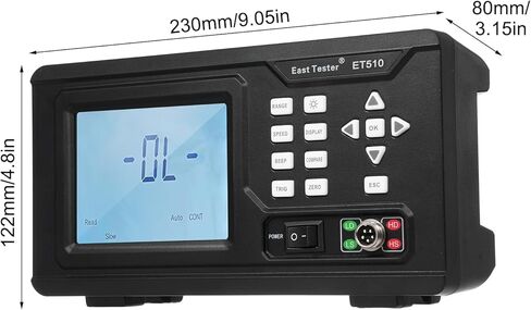 HXBER Resistance Tester, ET510 DC Low Resistance Tester Portable Milliohm Meter Microresistance Tester Low Resistance Tester Direct Current LCD Display with Backlight Low Resistance Tester for Resista in Saudi Arabia