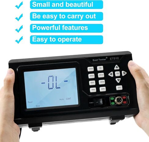 HXBER Resistance Tester, ET510 DC Low Resistance Tester Portable Milliohm Meter Microresistance Tester Low Resistance Tester Direct Current LCD Display with Backlight Low Resistance Tester for Resista in Saudi Arabia