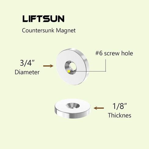 Powerful N42 Neodymium Mounting Magnet - 3/4" D x 1/8" H - 20 Pack with #6 Screw Countersunk Hole, Strong Rare Earth Ring Magnets for Tool, Craft and Cabinet, Strong Countersunk Magnets in Saudi Arabia