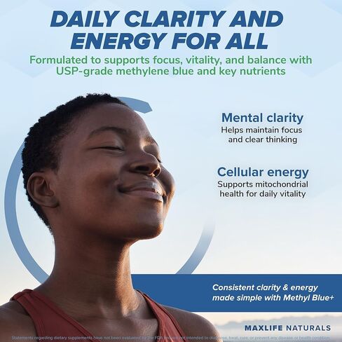 كبسولات أزرق الميثيلين النقي، مكمل أزرق الميثيلين النهائي، 12 ملجم - 60 كبسولة، درجة صيدلانية مع فيتامين ج إستر وجليسين NAC، يدعم الوظيفة الخلوية والميتوكوندريا، صنع في الولايات المتحدة الأمريكية in Kuwait