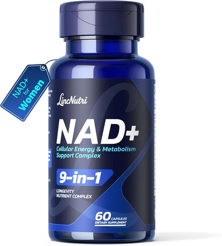 مكملات NAD+ للنساء ذات الامتصاص الفائق NMN+NR، مع البيوبيرين - ريسفيراترول - TMG - الشاي الأخضر - CoQ10 - كيرسيتين - PQQ، مضاد الأكسدة العميق يساعد على تعزيز الشيخوخة الصحية، 60 كبسولة in Kuwait