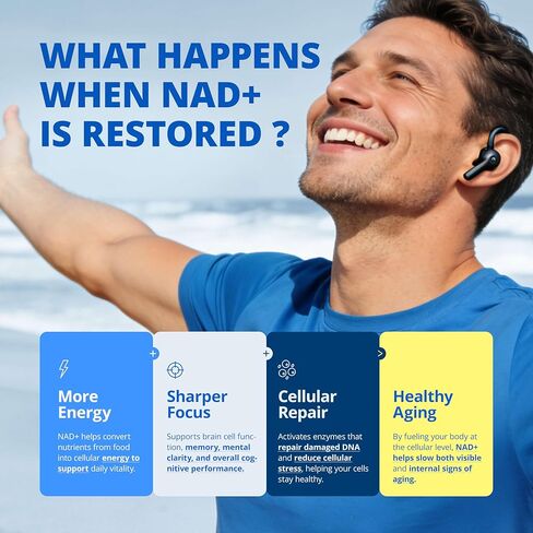 مكملات NAD+ للنساء ذات الامتصاص الفائق NMN+NR، مع البيوبيرين - ريسفيراترول - TMG - الشاي الأخضر - CoQ10 - كيرسيتين - PQQ، مضاد الأكسدة العميق يساعد على تعزيز الشيخوخة الصحية، 60 كبسولة in Kuwait