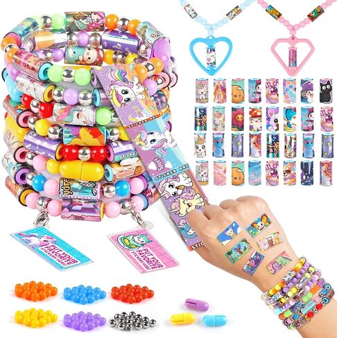 Plunack 960pcs مقاوم للماء وقابل للارتداء ومشاركة للأطفال ، سوار مع كتاب جمع الملصقات ، ملصقات حرفية ممتعة هدية عيد ميلاد الفتيات ، مجموعة أساور لصنع المجوهرات للأعمار 5 6 7 8 in Kuwait