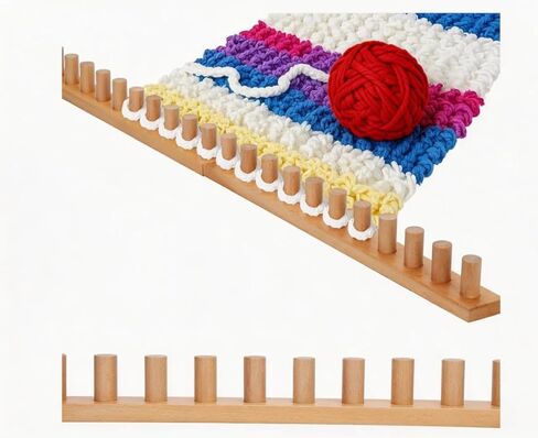 Sienson 52" Chunky Knitting Loom for Blanket Making – Foldable Wood Frame, Portable DIY Hand Knitting Kit for Beginners, Reusable Blanket Loom for Bulky Yarn Crafts & Gifts in Kuwait