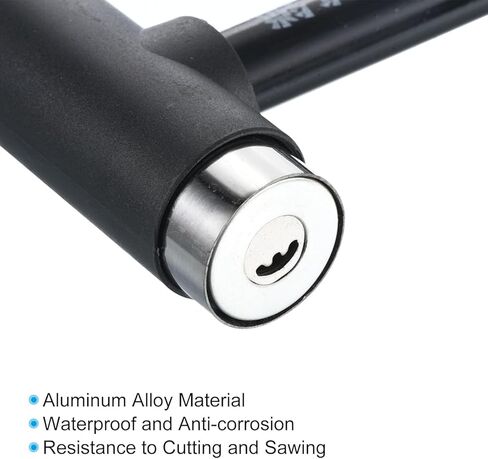 قفل U شديد التحمل للسكوتر والدراجة الكهربائية - قفل دراجة مضاد للسرقة من الصلب المقوى مقاس 14 مم مع دعامة تثبيت، ومفتاحين وأسطوانة مضادة للالتقاط in Kuwait