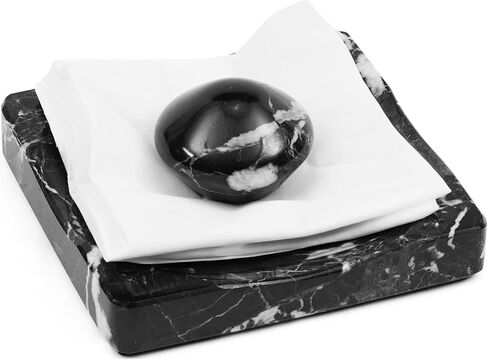 Marble Cocktail Napkin Holder with Weight, Modern Square Napkin Holder for Table, Decorative Heavy Napkin Holder for Indoor & Outdoor Dining, Kitchen & Coffee Table Decor - Travertine in Saudi Arabia