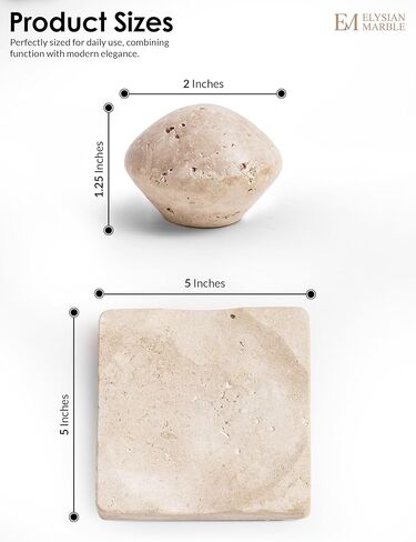Marble Cocktail Napkin Holder with Weight, Modern Square Napkin Holder for Table, Decorative Heavy Napkin Holder for Indoor & Outdoor Dining, Kitchen & Coffee Table Decor - Travertine in Saudi Arabia