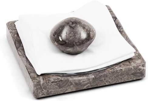 Marble Cocktail Napkin Holder with Weight, Modern Square Napkin Holder for Table, Decorative Heavy Napkin Holder for Indoor & Outdoor Dining, Kitchen & Coffee Table Decor - Travertine in Saudi Arabia