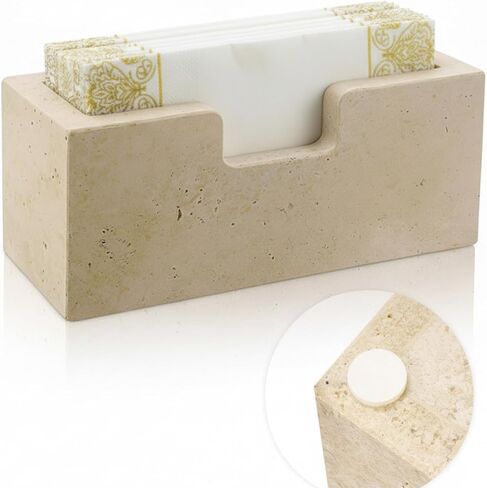 Beeveer Natural Travertine Guest Towel Holder Disposable Napkin Tray Dinner Paper Hand Basket for Bathroom Kitchen Restaurant Table Countertop(Guest Towel Tray) in Saudi Arabia