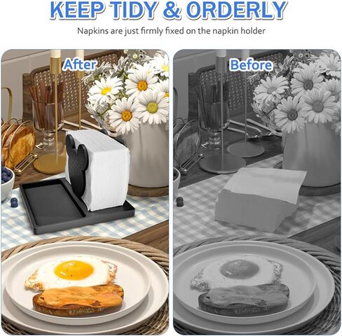 لطيف حامل مناديل آذان الفأر منديل موزع مضحك منديل حامل الدائمة لطاولة المطبخ الديكورات هدايا لعيد ميلاد الشكر عيد الميلاد السنة الجديدة هووسورمينغ (لا بما في ذلك الهزازات) in Kuwait