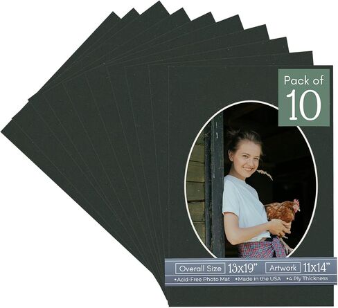 CountryArtHouse White Linen Canvas Acid Free 13x19 Oval Picture Frame Mat with White Core Bevel Cut for 11x14 Pictures - Fits 13x19 Frame - Pack of 1 Matboard in Kuwait