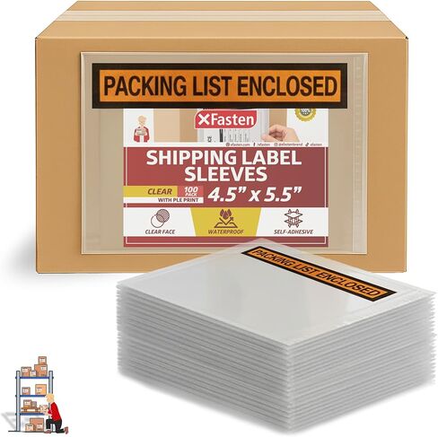 XFasten Packing Slip Pouches 4.5" x 5.5" (1,000-Pack) Clear Enclosed Packing List Envelopes with Reinforced Adhesive, 2 Mil Waterproof Shipping Label Sleeves, High Barcode Visibility in Saudi Arabia