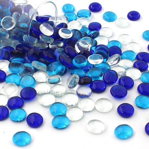 0.96 رطل مزيج ملون حبات زجاجية مسطحة الرخام 0.65-0.75 بوصة الحجر الحجري ناعم لحوض الصخور صخور أسماك الحوض مزهرية مزهرية الأزهار DIY Craft Gems Home Decor in Kuwait