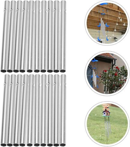 BESTonZON 20pcs DIY Aluminum Wind Chime Tubes 6mm Diameter 90mm Length Outdoor Wind Chime Replacement Accessories for Garden and Patio Craft Supplies in Saudi Arabia