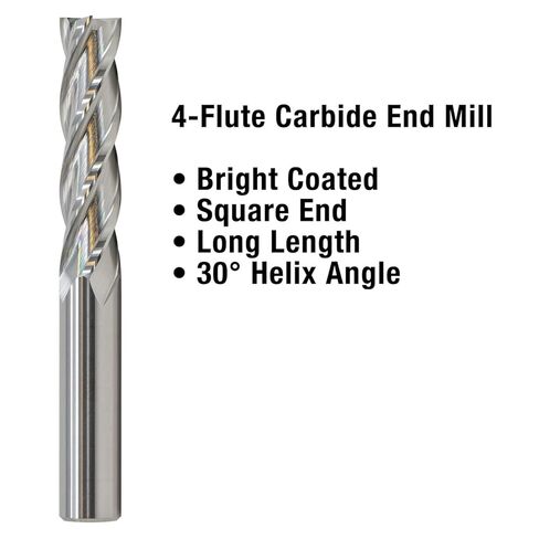 1/2" Diameter x 1/2" Shank 4-Flute Long Length Blue Series Carbide End Mill in Kuwait
