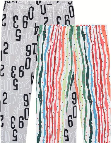 4-Piece Girls' Tight Pants, Solid Printed Soft Sports Tight Pants, Suitable for School, Dancing, Daily Wear, Sizes 2-7y in Saudi Arabia