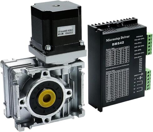 Nema23 Stepper Motor Worm Gearbox RV030 Speed Reducer with14mm Output 3A 56MM 1.2NM 172Oz-in dm542 Driver Kit Convert(RATIO30-WITH DM542 DRIVER) in Kuwait