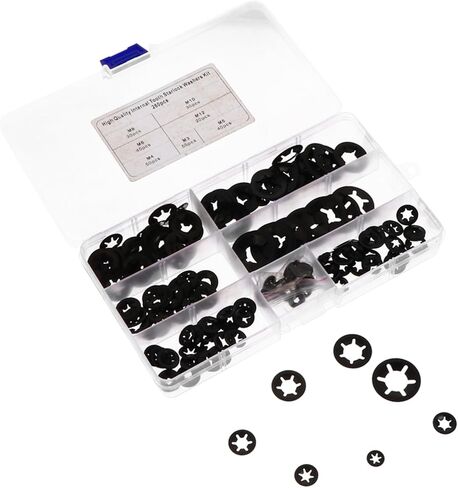 PRETYZOOM 1 Set Plum Blossom Shaped Manganese Retaining Clips with Storage Box Lock Washers for Various Applications Rustproof and Wear Resistant in Saudi Arabia