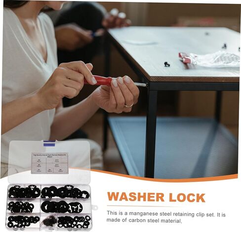 PRETYZOOM 1 Set Plum Blossom Shaped Manganese Retaining Clips with Storage Box Lock Washers for Various Applications Rustproof and Wear Resistant in Saudi Arabia