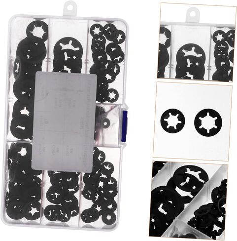 PRETYZOOM 1 Set Plum Blossom Shaped Manganese Retaining Clips with Storage Box Lock Washers for Various Applications Rustproof and Wear Resistant in Saudi Arabia