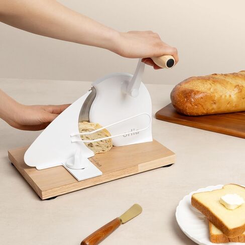 Manual Bread Slicer for Homemade Bread – Adjustable Thickness, Even Slicing Hand-Crank Bread Cutter with Scale Guide, Serrated Blade & Secure Base in Saudi Arabia