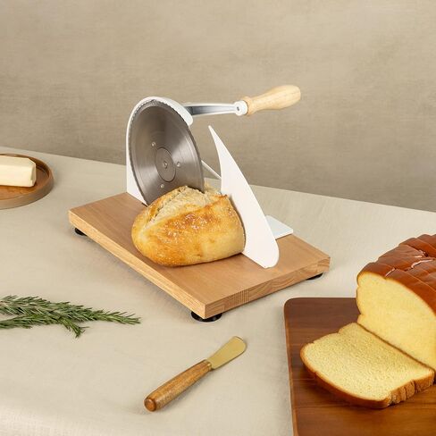Manual Bread Slicer for Homemade Bread – Adjustable Thickness, Even Slicing Hand-Crank Bread Cutter with Scale Guide, Serrated Blade & Secure Base in Saudi Arabia