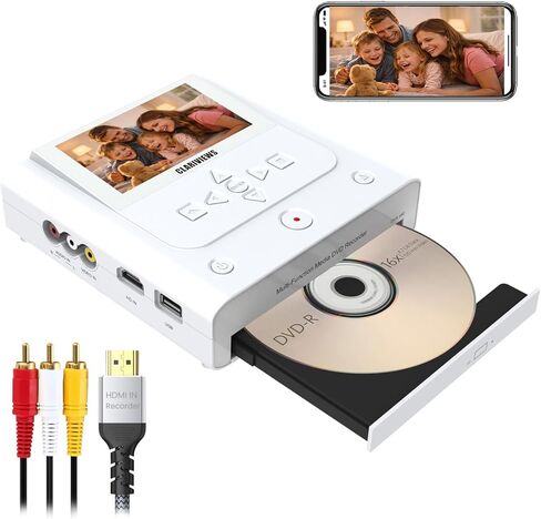 VHS to DVD Recorder ، VHS to DVD Machine ، تحويل VHS ، VCR ، Camcorder إلى أقراص DVD ، USB ، بطاقة SD ، WIFI للهاتف الذكي إلى أقراص DVD ، USB ، SD ، HDD COPY ، WIFI App Media Recorder 【VHS/DVD Player لم يتم تضمينها in Kuwait