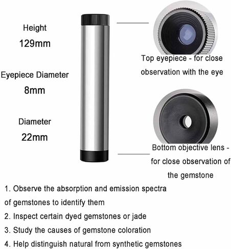 ERICAT Gem Full Spectrum Prism Spectroscope, Handheld Gemological Prism Spectrometer with 8mm Eyepiece and Quick Identification Gemstone, Portable and Compact, for Antique, Jewelers, Fairs in Kuwait
