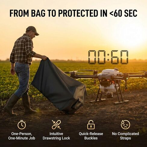 غطاء الطائرة بدون طيار الزراعية، الأبعاد: 56 طول × 40 عرض × 40 ارتفاع متوافق مع طائرات بدون طيار DJI T100، سلسلة FlyCart100، مقاوم للماء لجميع المواسم، يتضمن حقيبة تخزين in Kuwait