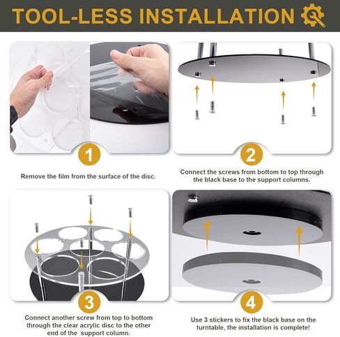 منظم شراب القهوة الدوار الكبير 7 زجاجات شراب للسطح، حامل زجاجة شراب أكريليك لمحطة بار القهوة، صينية عرض النبيذ القابلة للدوران in Kuwait
